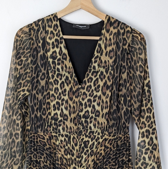 Kooples • Pleated Leopard Print Midi Dress - Picture 4 of 11